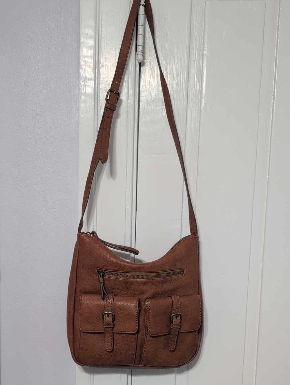 Market & Spruce Tan Brown Leather Crossbody Bag